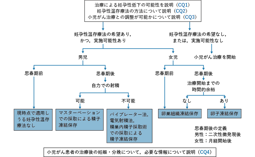 小児がん患者における妊孕性温存療法のアルゴリズム