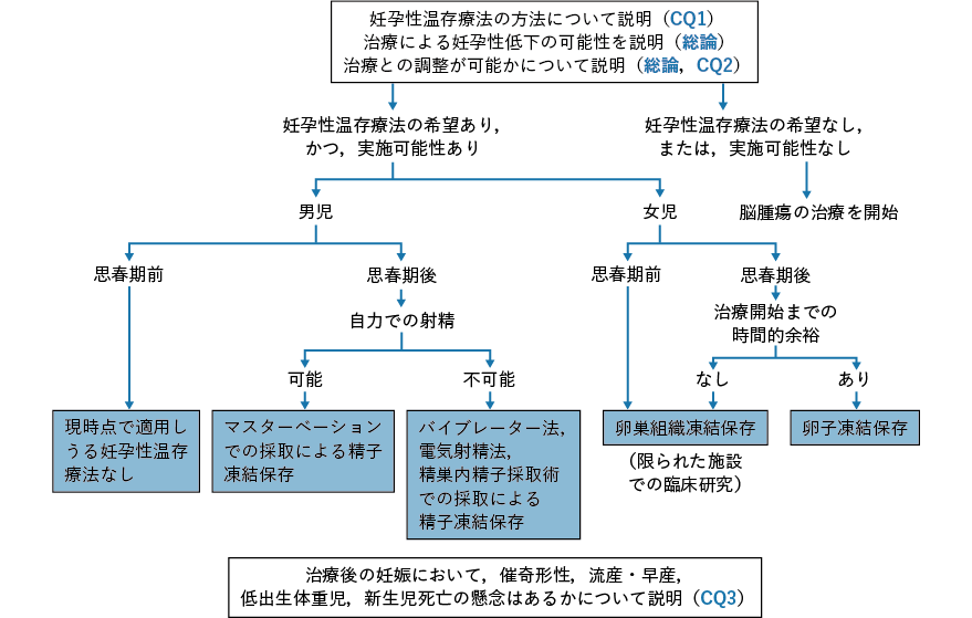 脳腫瘍における妊孕性温存療法のアルゴリズム