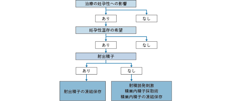 治療開始前の男性がん患者における妊孕性温存療法のアルゴリズム